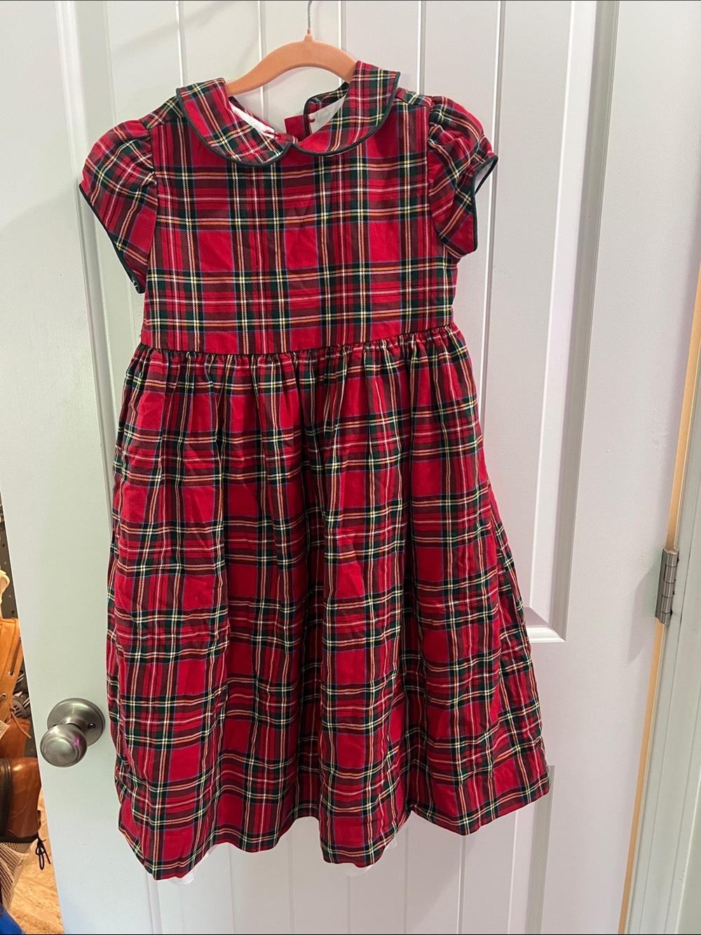 Bailey Boys Red Plaid Girls' Christmas Dress with Peter Pan Collar